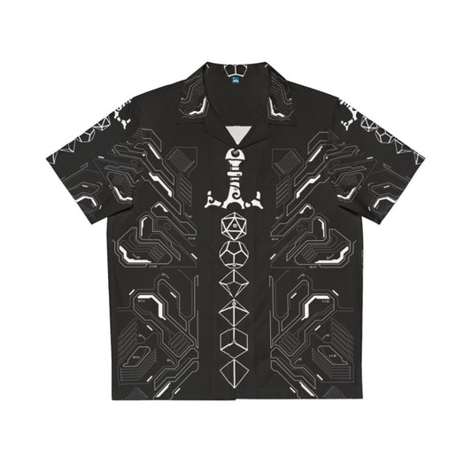 Subtle nerd polyhedral dice sword futuristic Hawaiian shirt