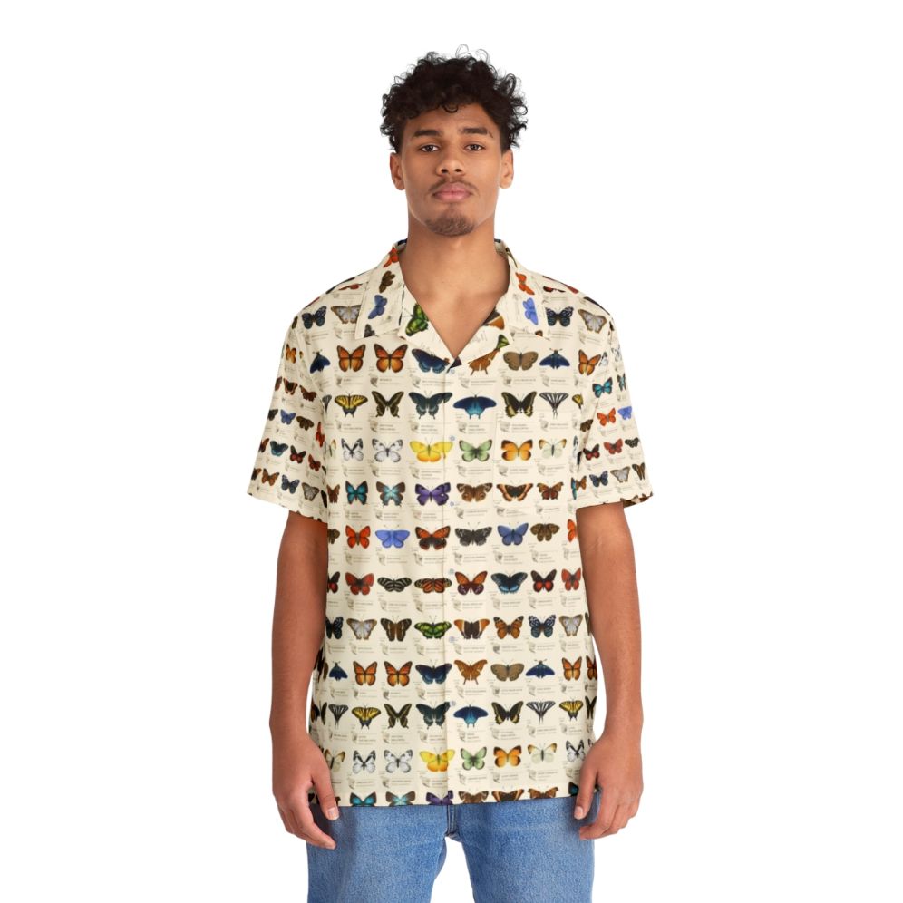 Butterflies of North America Hawaiian Shirt featuring a nature-inspired graphic design - People Front