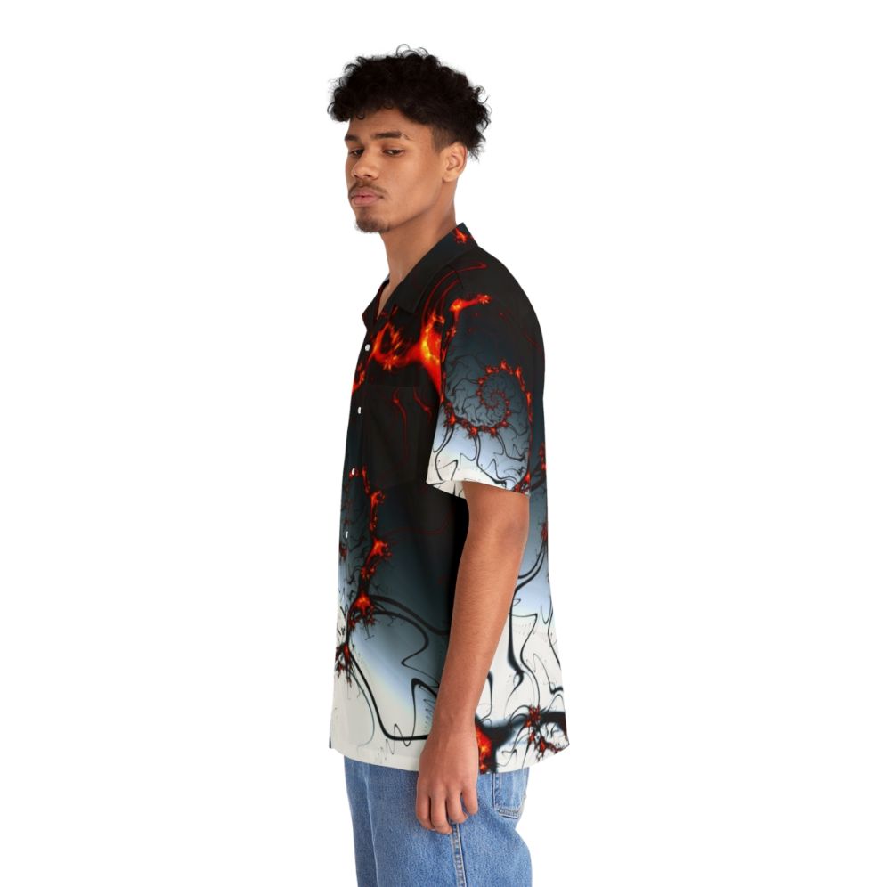 Burning fractal pattern on a Hawaiian shirt - People Left