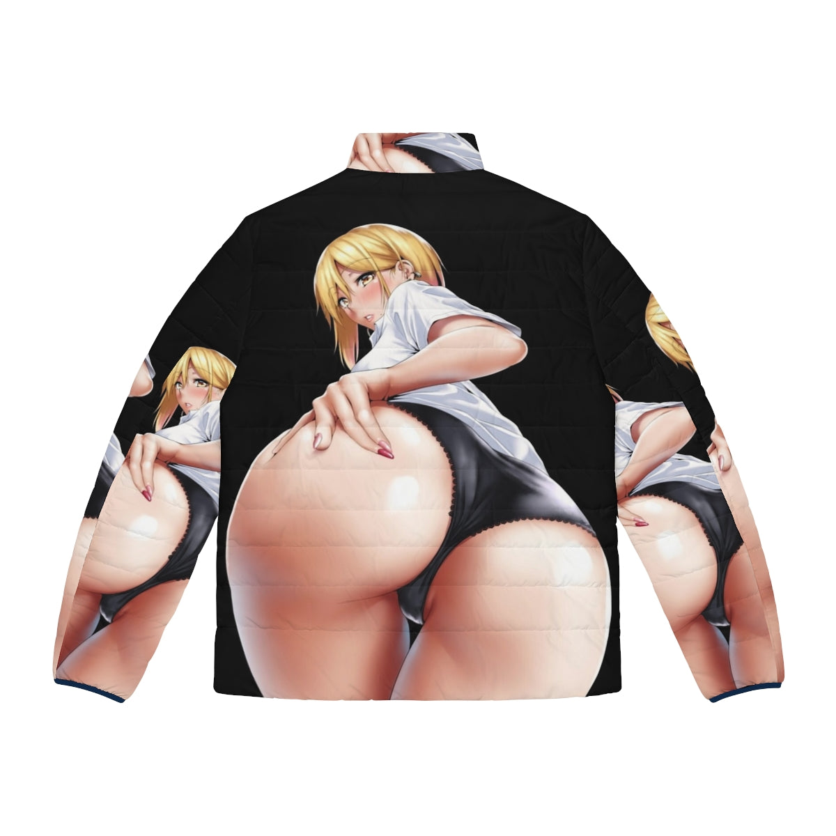 Puffer jacket featuring a cute anime girl illustration - Back