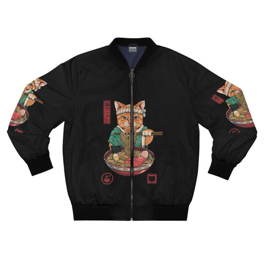 Neko Ramen Bomber Jacket featuring a stylish ramen and cat design