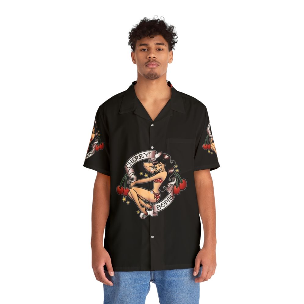 Retro cherry bomb Hawaiian shirt - People Front