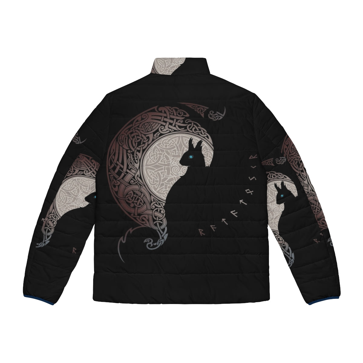 Ratatoskr Puffer Jacket featuring a mythical squirrel design inspired by Nordic mythology - Back