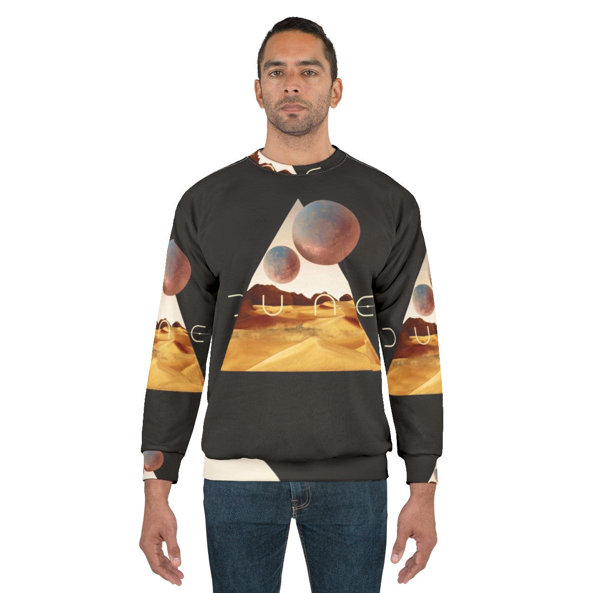 Dune Arrakis Surfer Sweatshirt with Sandworm and Desert Landscape - men