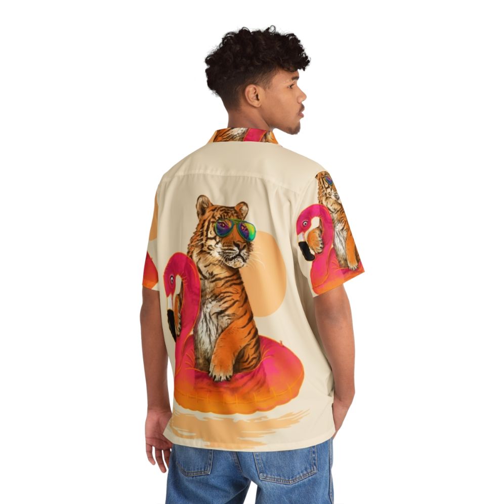 Stylish tropical flamingo tiger Hawaiian shirt - People Back