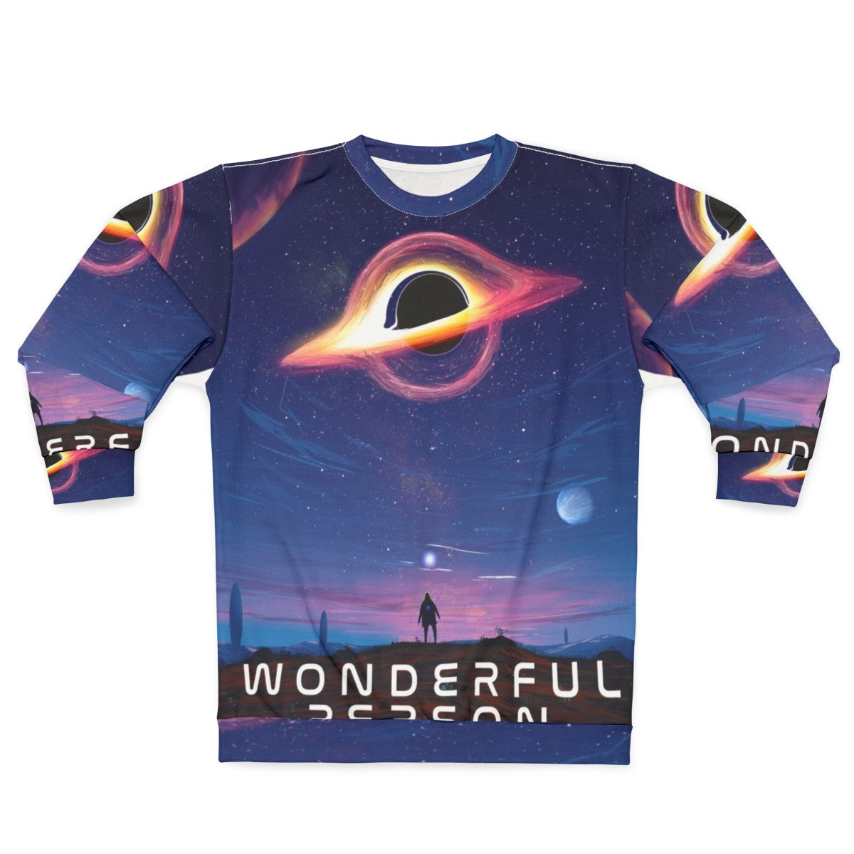 Wonderful person sweatshirt with motivational astronomy and black hole design