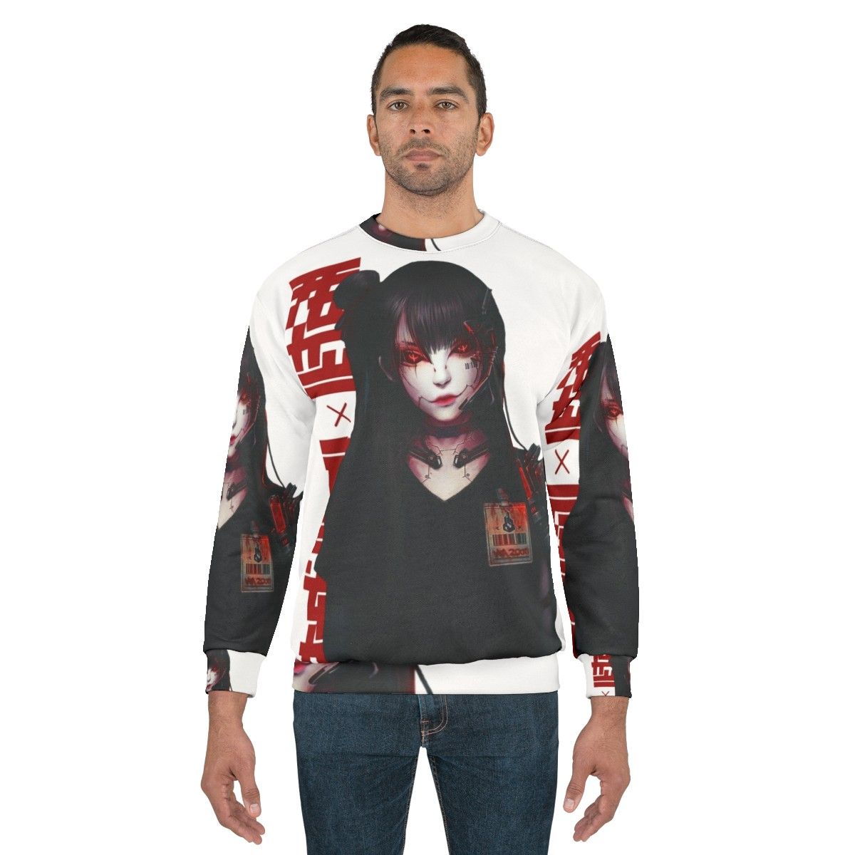 Cyborg girl vaporwave Japanese cyberpunk sweatshirt - men