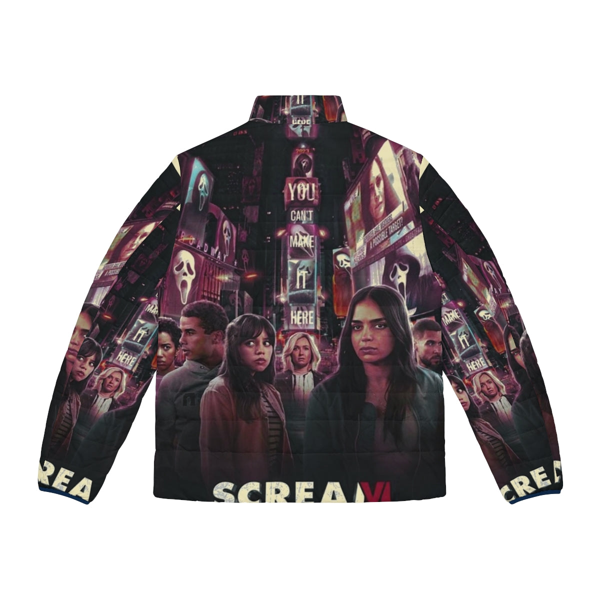 Scream 6 "You Failed Here" Puffer Jacket featuring Ghostface and Scream franchise characters - Back