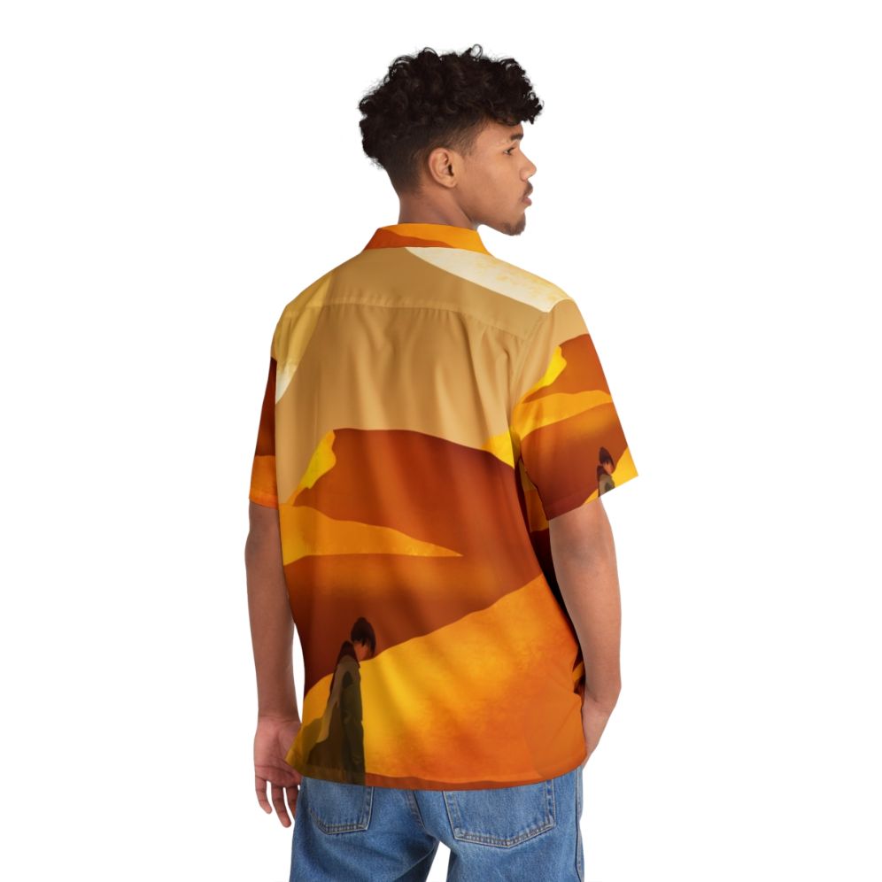 Dune movie inspired Hawaiian shirt with sandy landscape and moons - People Back