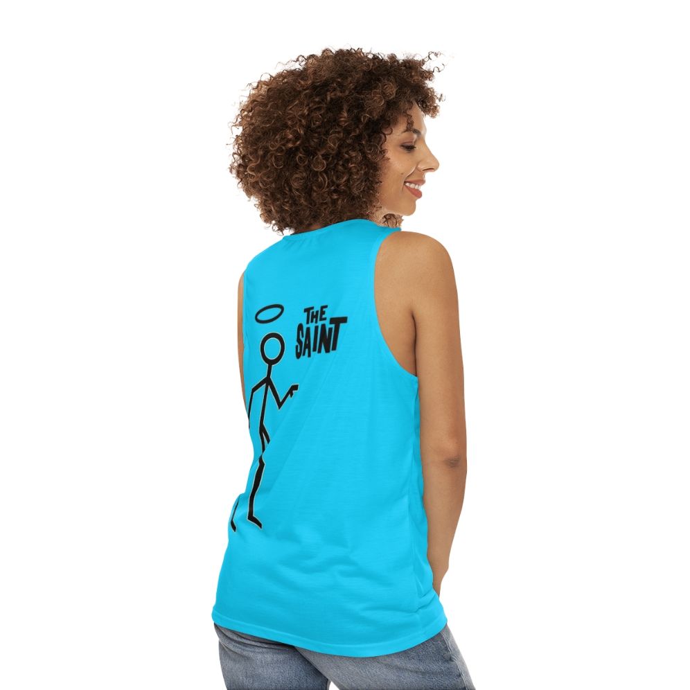 Retro unisex tank top inspired by The Saint TV series - women back