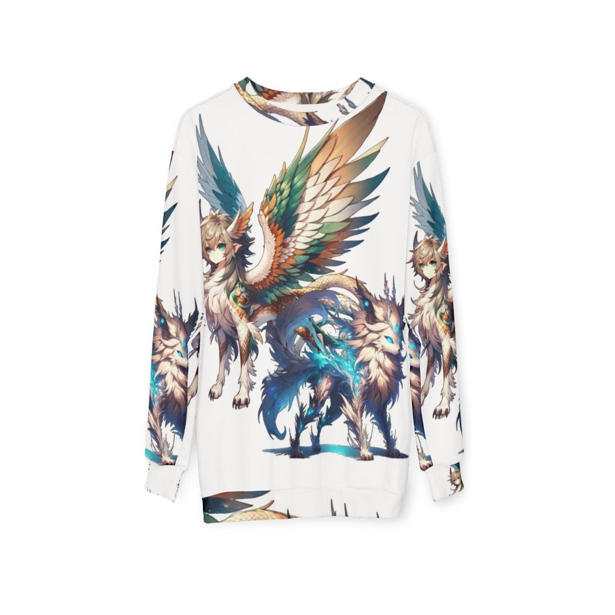 Sweatshirt featuring legendary animals and mythological creatures - hanging