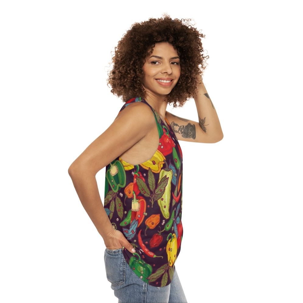 Spicy chili pepper vegetable unisex tank top - women side