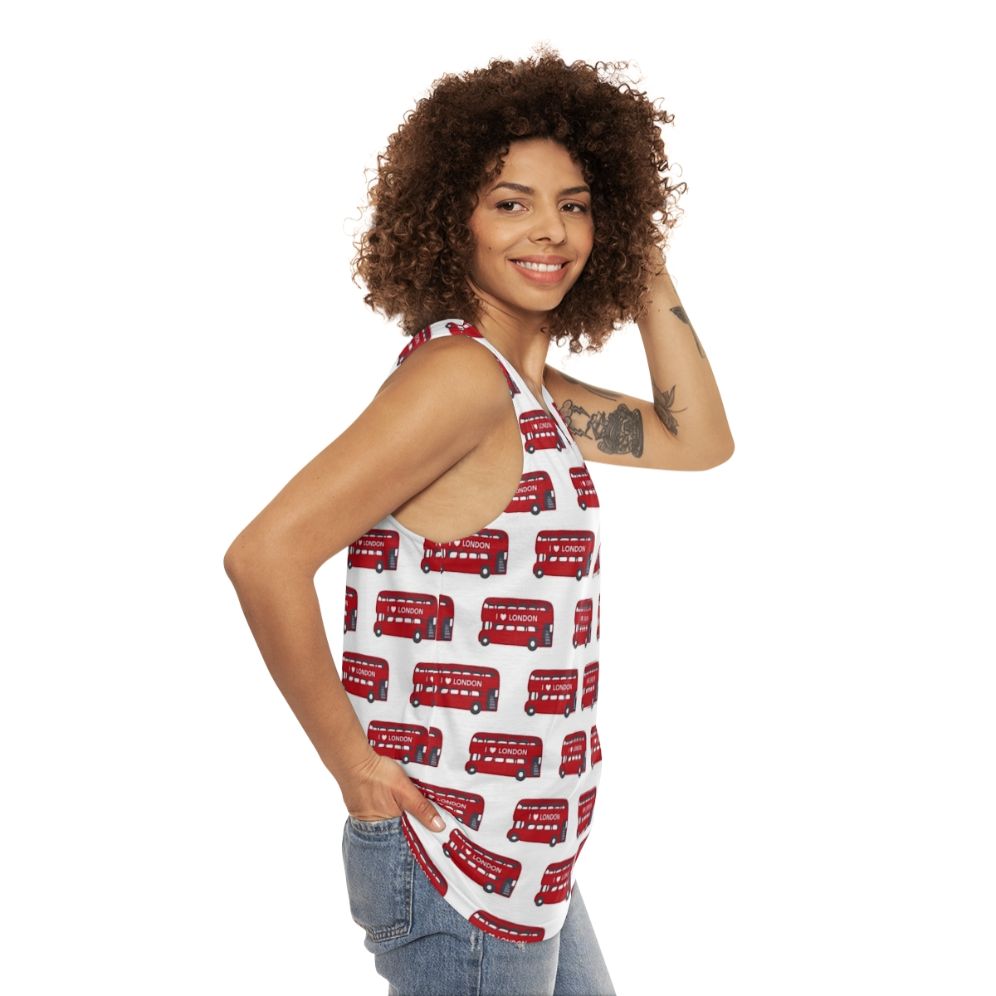 London red double decker bus pattern unisex tank top - women side