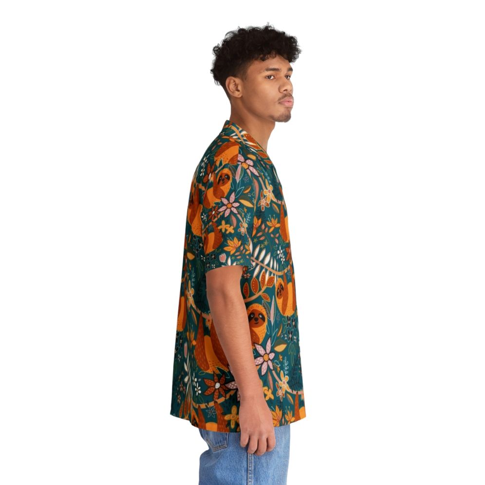 Boho sloth floral pattern Hawaiian shirt - People Pight