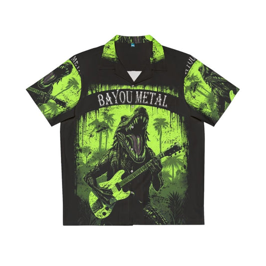 Bayou Metal Alligator Hawaiian Shirt with alligator print and metal design