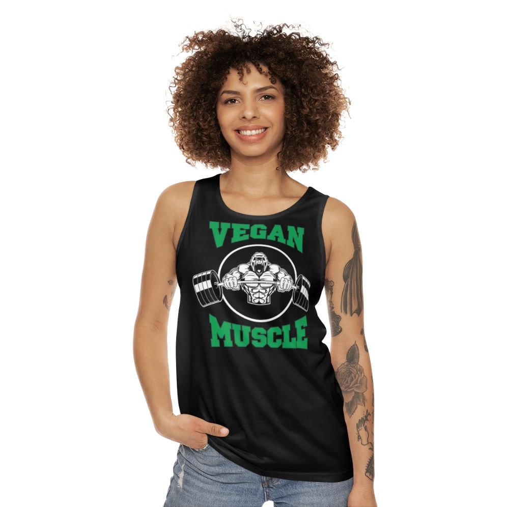 Vegan muscle gym unisex tank top - women