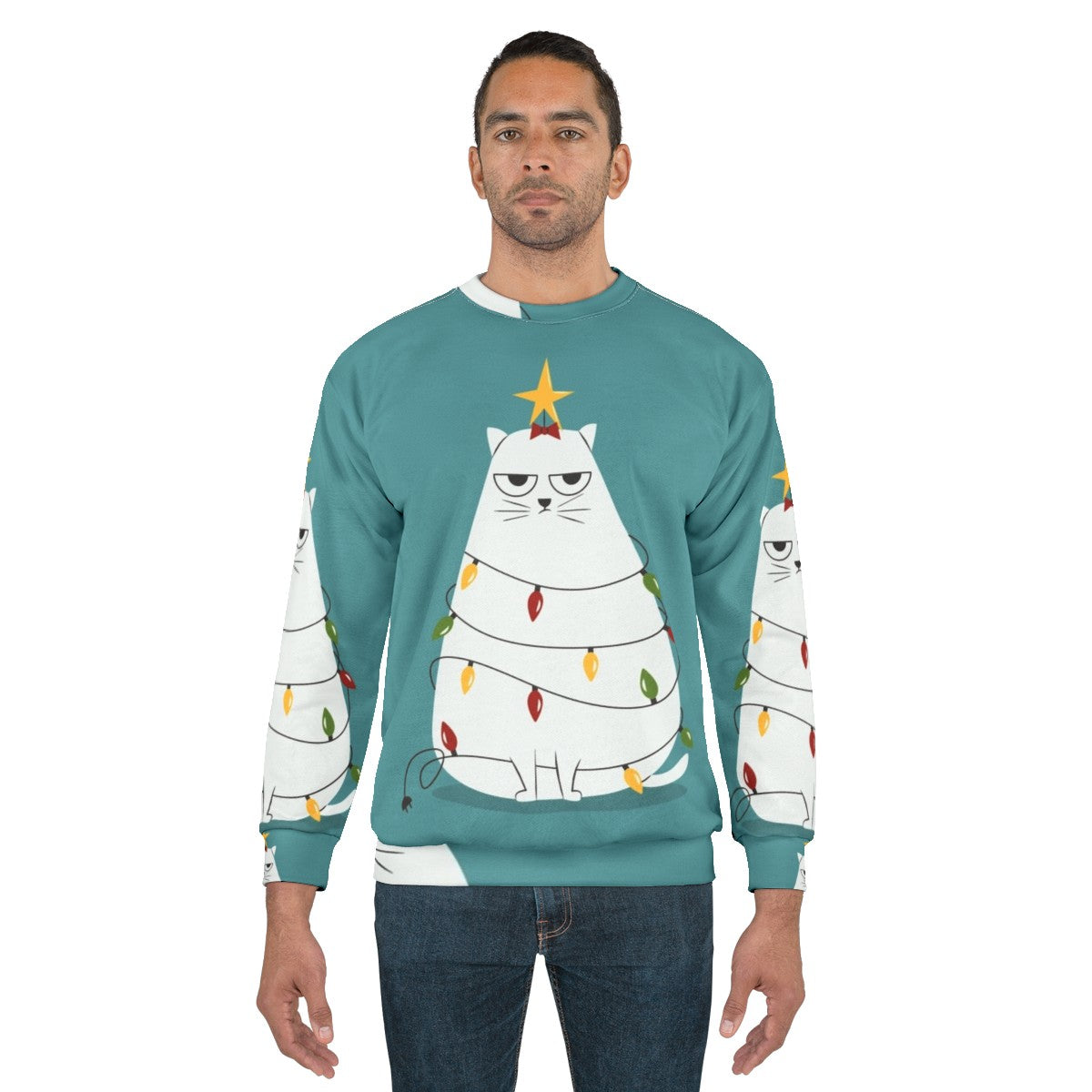 Grumpy Christmas Cat Sweatshirt - men