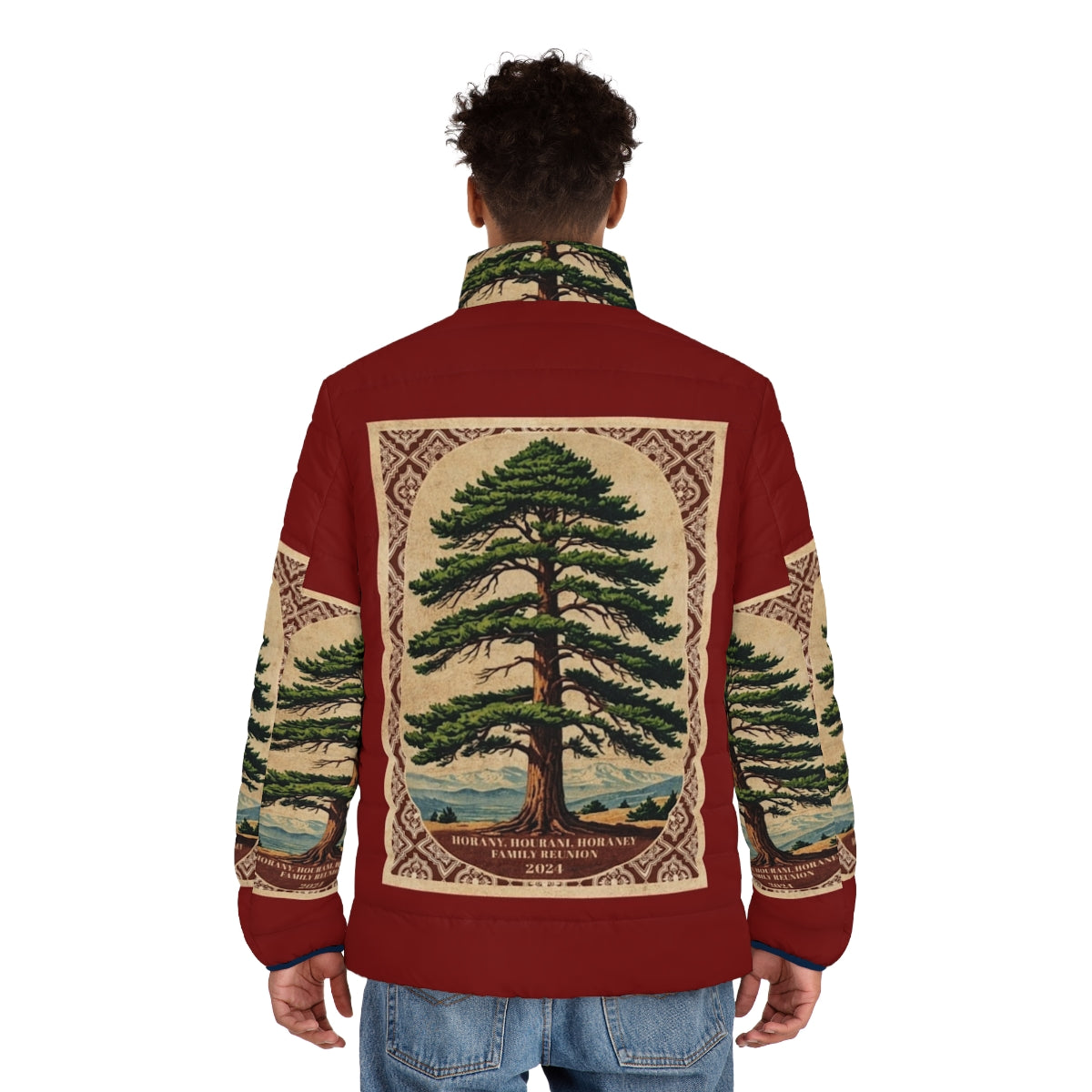 Horany Family Reunion 2024 Puffer Jacket featuring a custom reunion design - men back