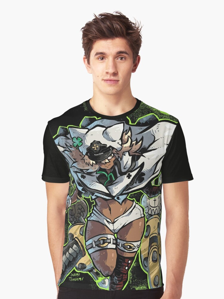 Ramlethal character from Guilty Gear Strive video game printed on a graphic t-shirt - Men