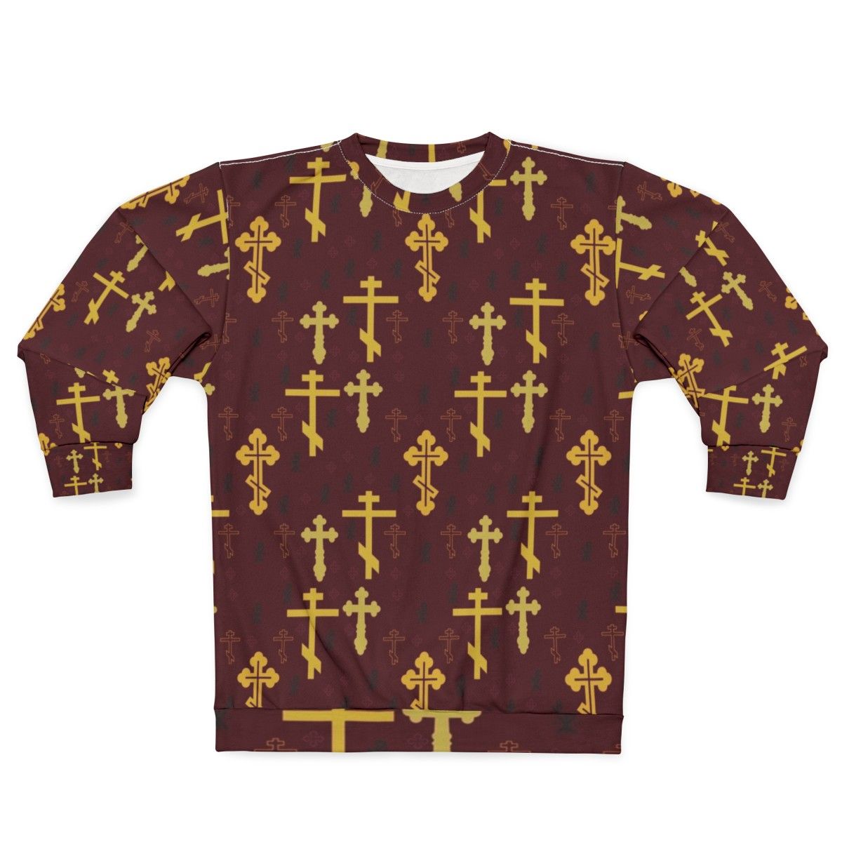 Cross pattern sweatshirt with mosaic design