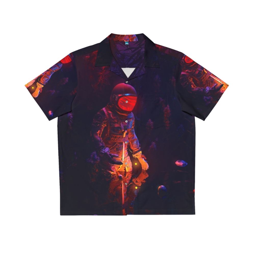 Cosmic Stellar Spot Hawaiian Shirt with galaxy, planets, and stars