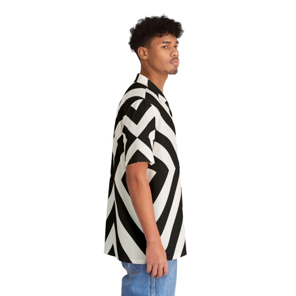 Black and white Hawaiian shirt with a minimalist, abstract pattern - People Pight