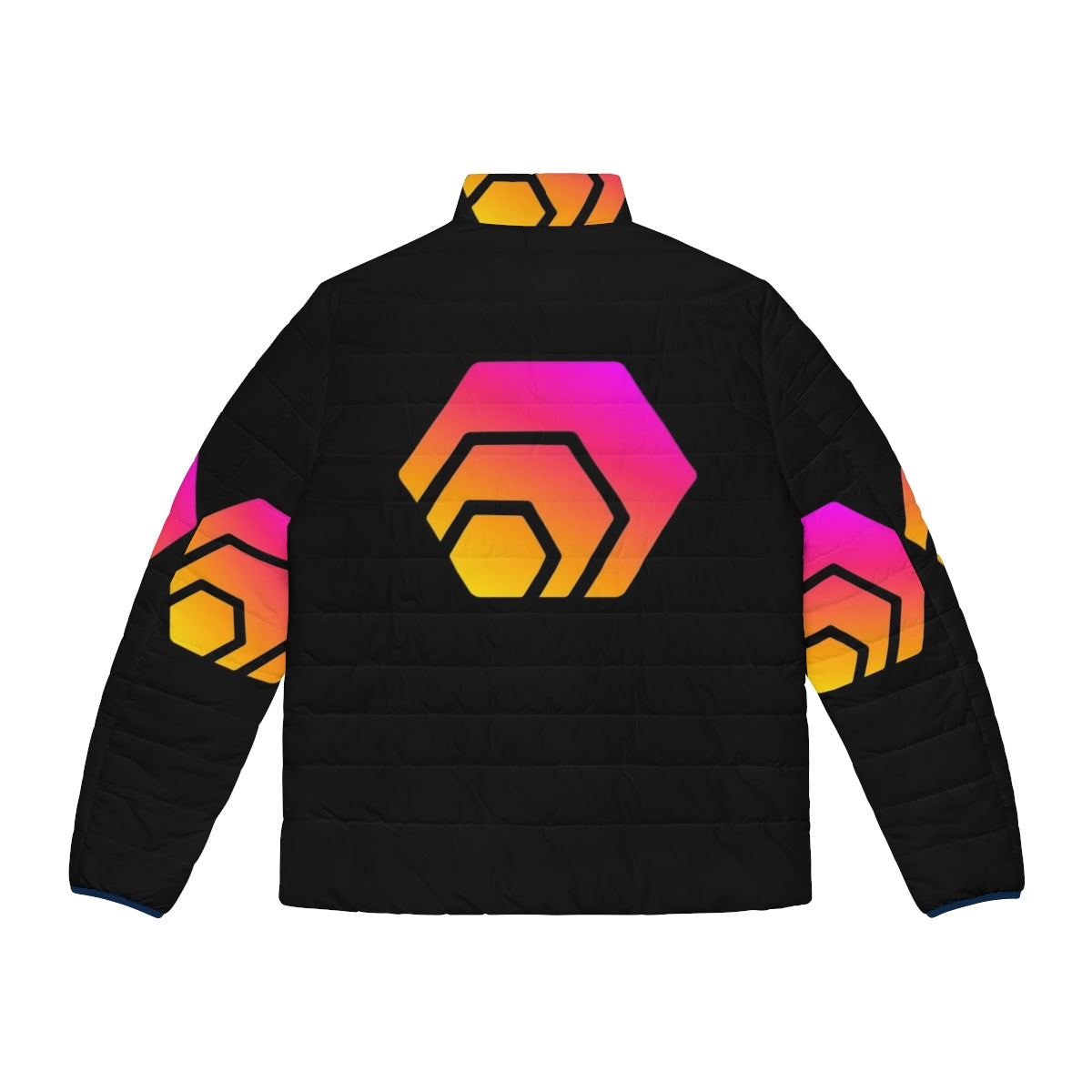 Hex Crypto Hexagon Logo Puffer Jacket - Crypto Fashion Apparel - Back