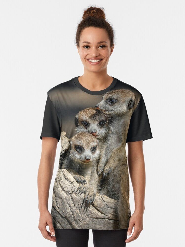 Meerkat graphic t-shirt featuring meerkats in their natural habitat in Australia's Hunter Valley - Women