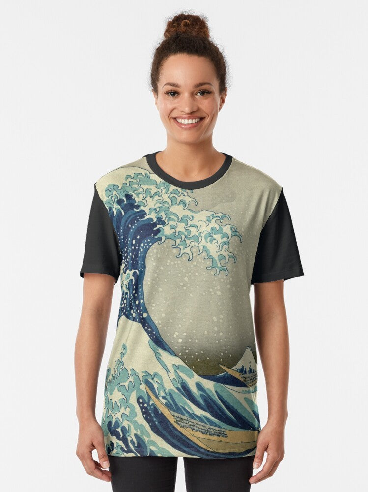 Vintage Japanese Kanagawa Great Wave Graphic T-Shirt - Women