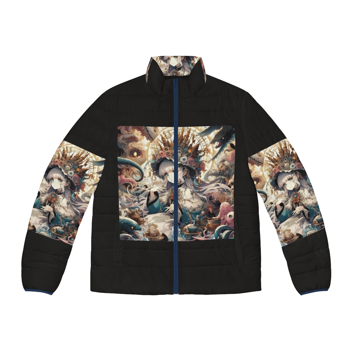 Anime puffer jacket featuring a beautiful anime girl design