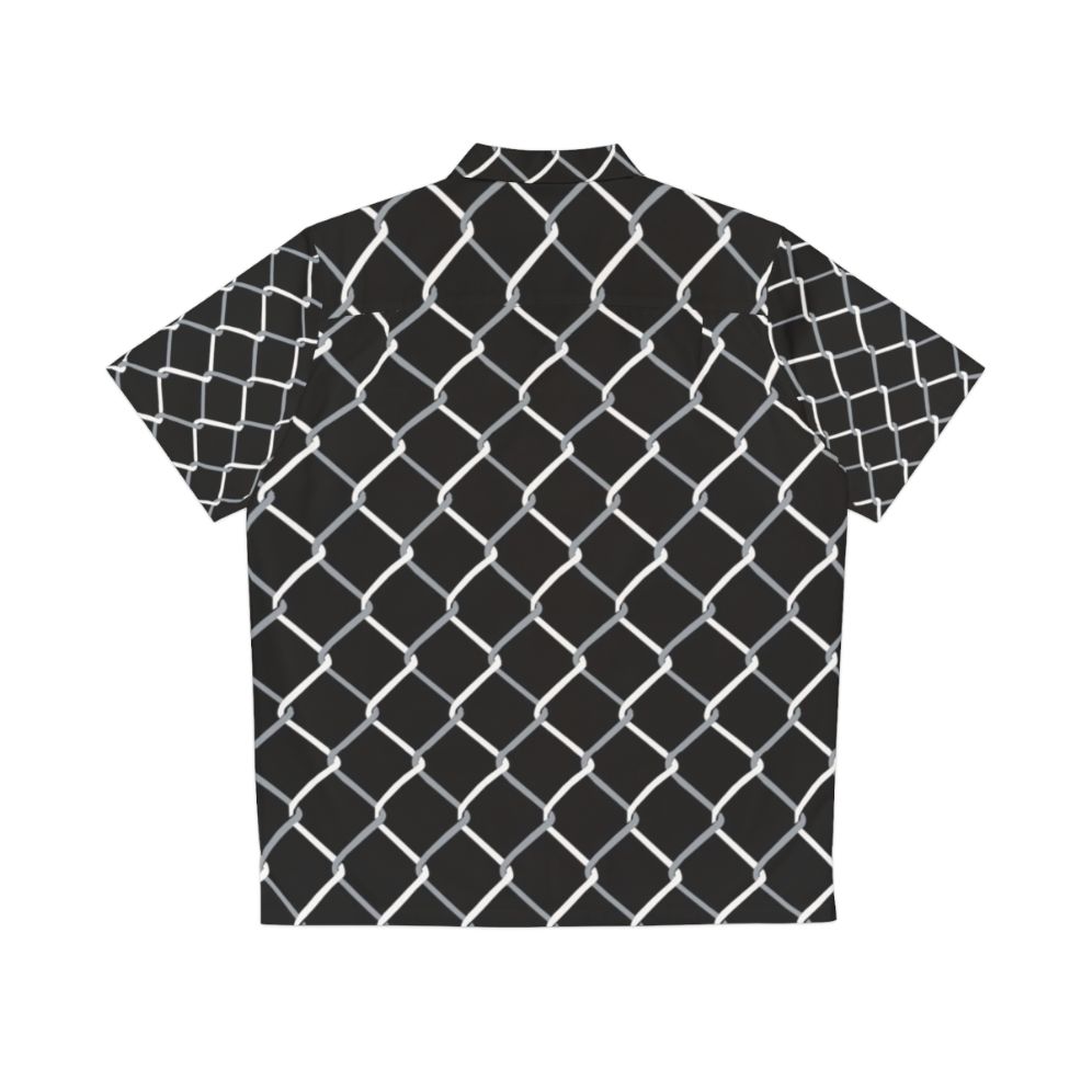 Stylish chain link patterned black and white Hawaiian shirt - Back