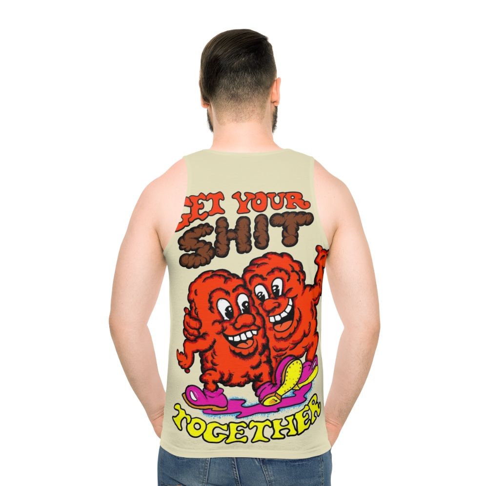 Retro-inspired unisex tank top with "Get Your Shit Together" text - men back