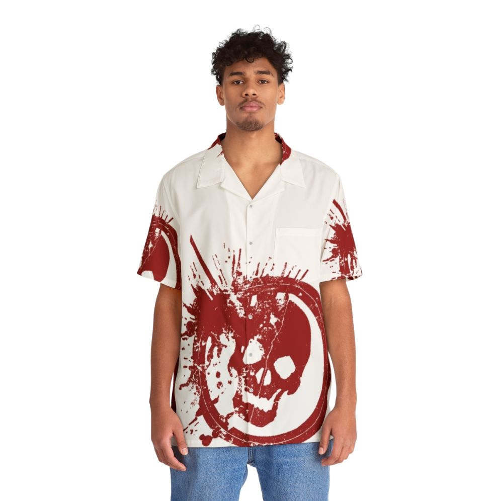 Leon Kuwata Danganronpa Skull Print Hawaiian Shirt - People Front