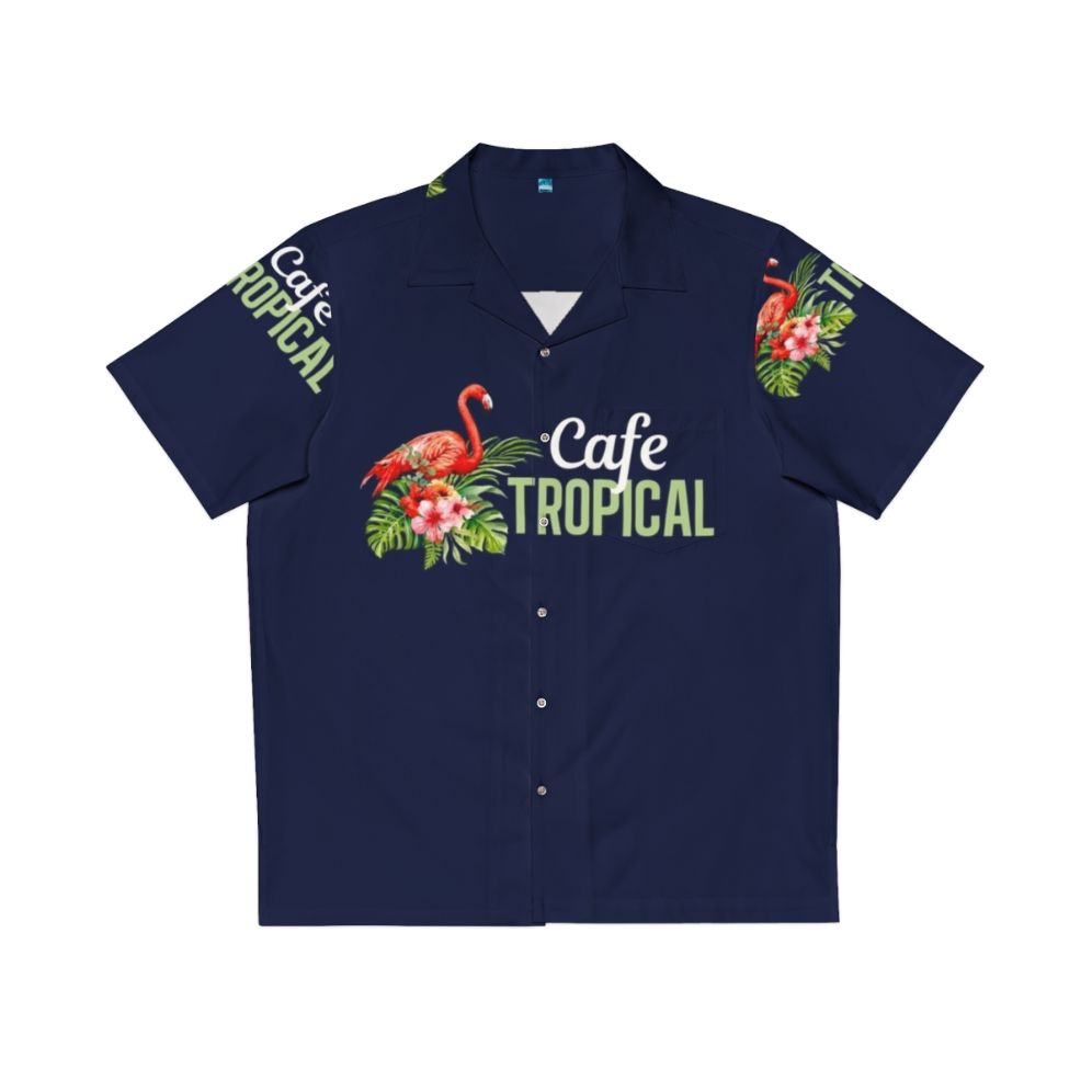 Schitt's Creek Cafe Tropical Hawaiian Shirt featuring tropical flowers and flamingos