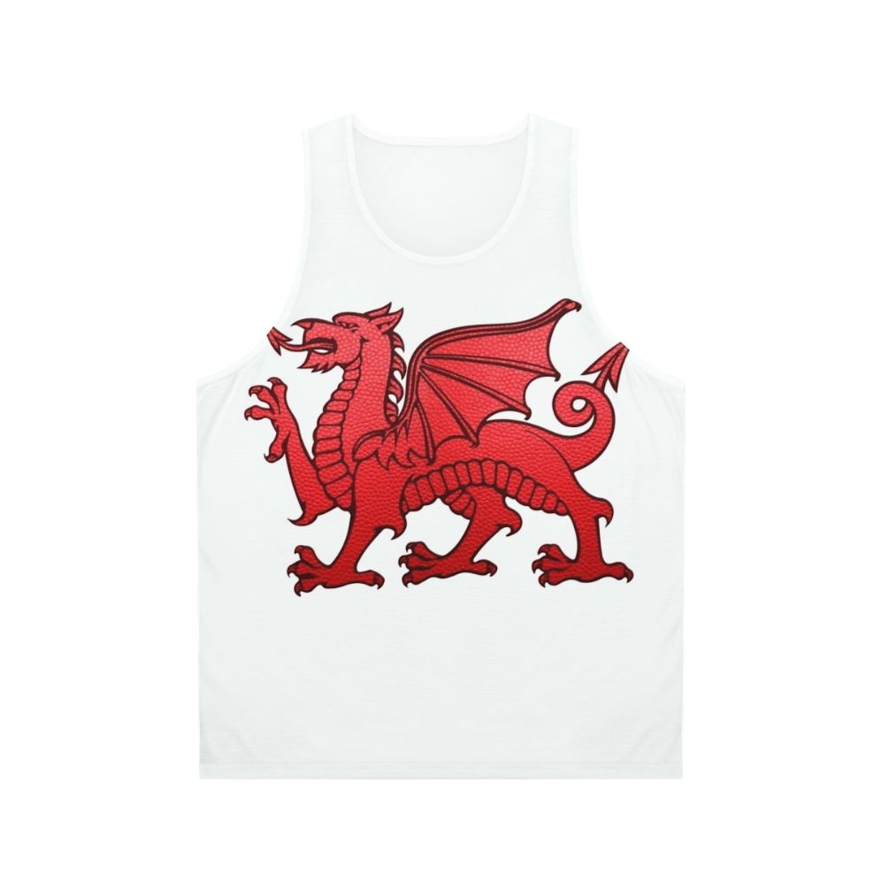 Unisex tank top with Welsh Red Dragon leather texture design