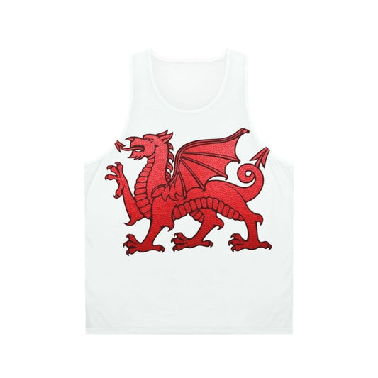 Unisex tank top with Welsh Red Dragon leather texture design