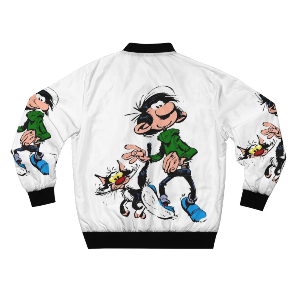 Gaston Lagaffe Vintage Bomber Jacket with cartoon design - Back