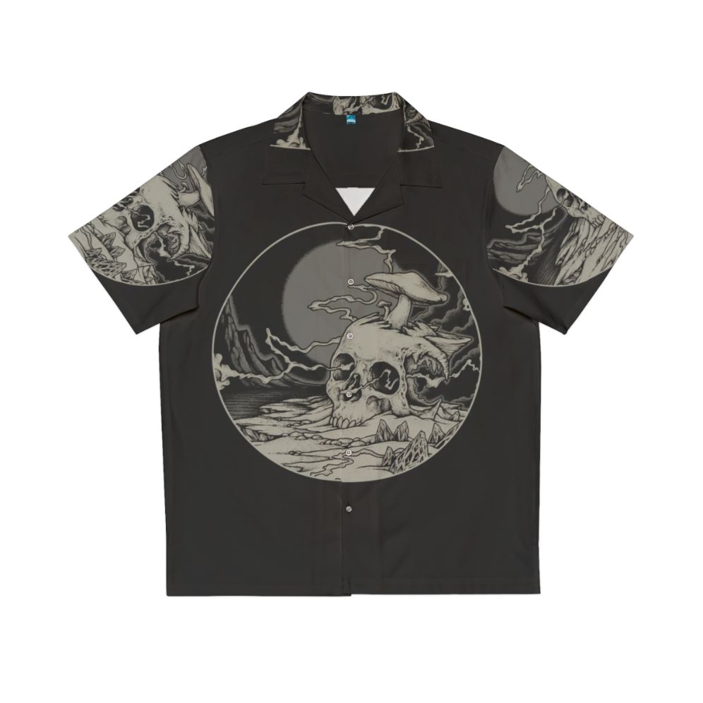 Retro psychedelic Hawaiian shirt with cosmic and nature-inspired design