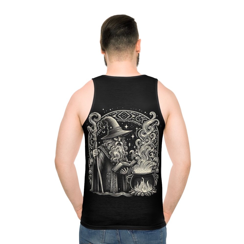 Wizard unisex tank top with magical design - men back