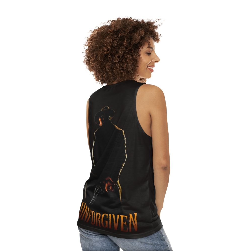 Unforgiven Unisex Tank Top featuring Clint Eastwood's character Bill Munny - women back