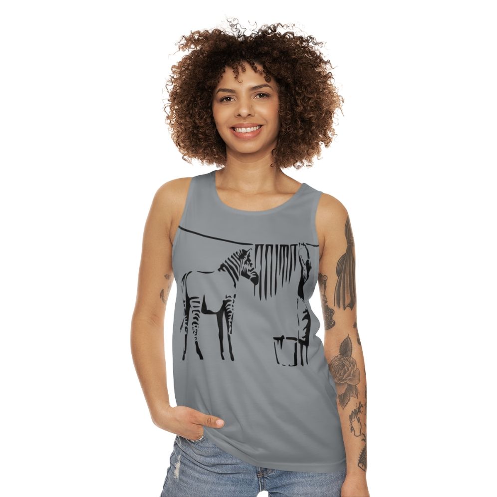 Banksy Zebra Print Unisex Tank Top - women