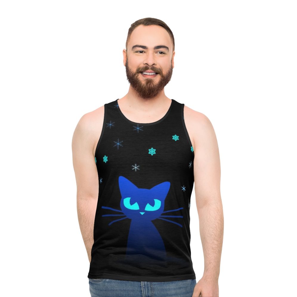 Glow in the dark cat unisex tank top - men