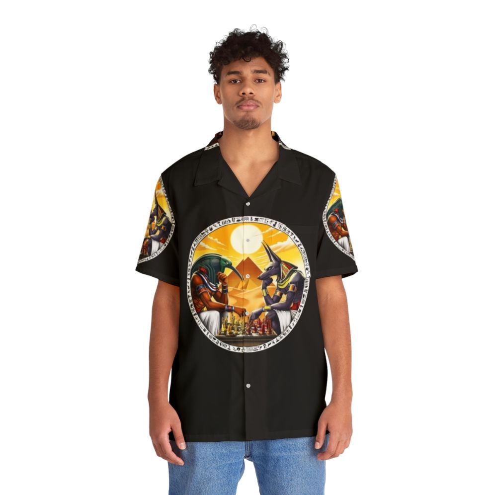 Egyptian mythology Hawaiian shirt with Anubis and Thoth - Lifestyle