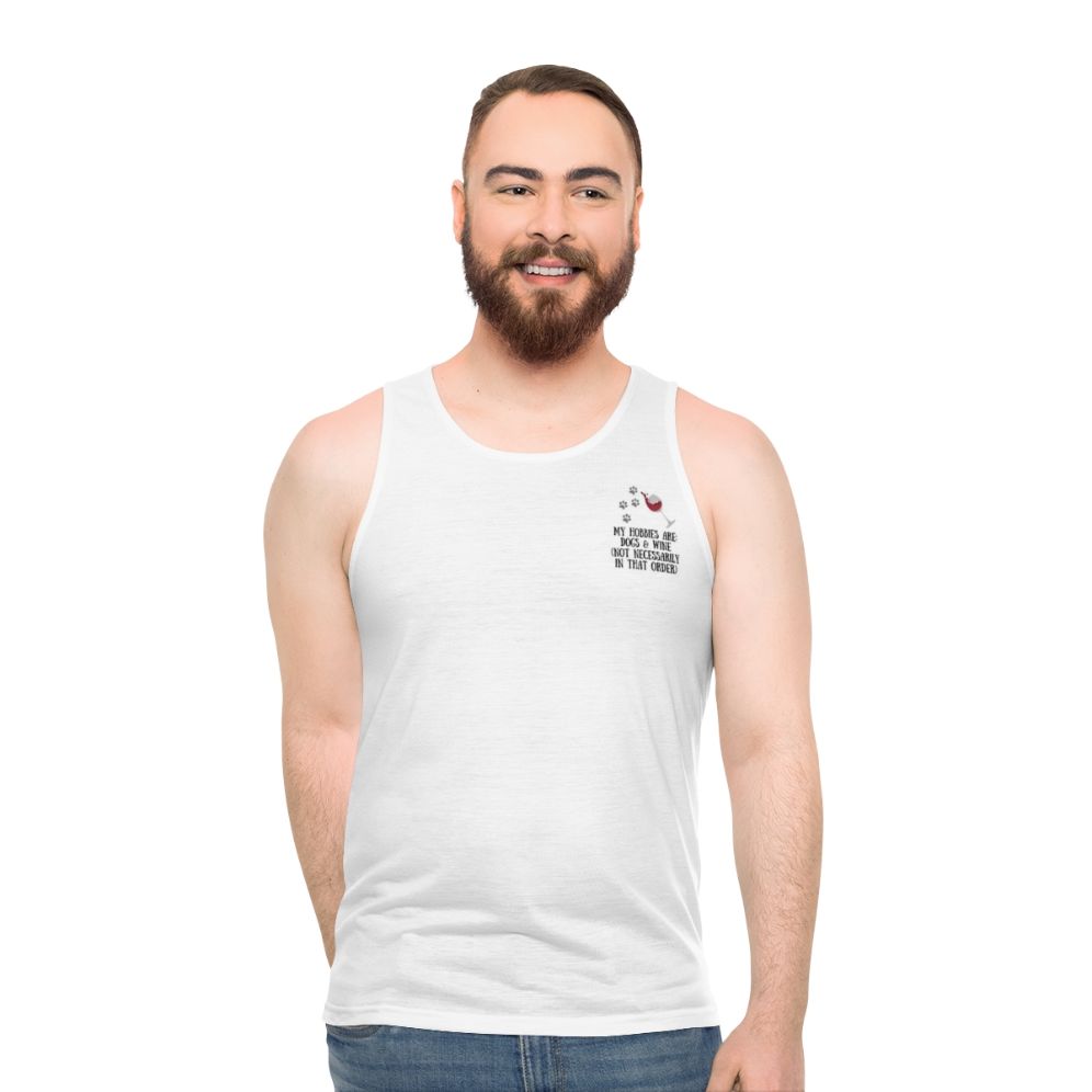 Unisex tank top for dog and wine lovers - men