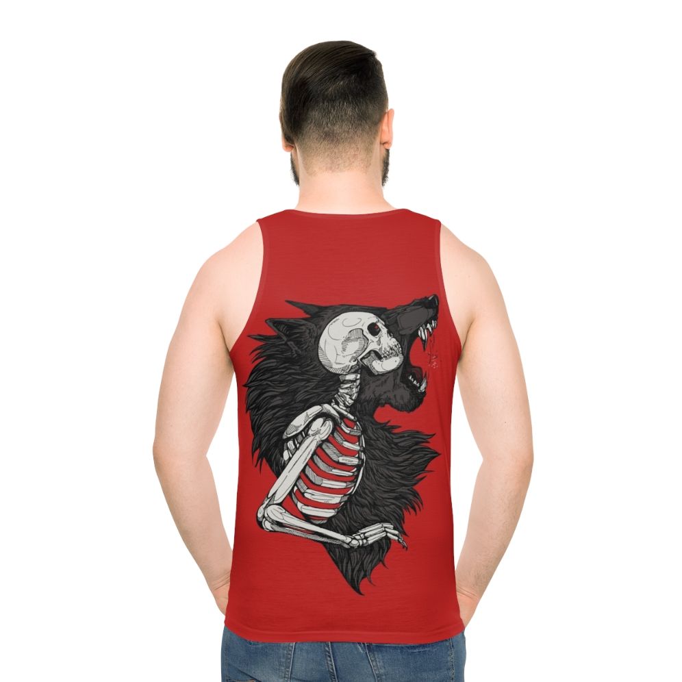 Unisex horror werewolf halloween tank top - men back