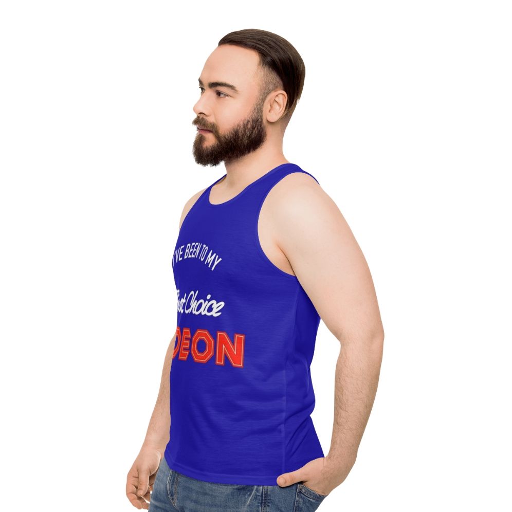 Odeon cinema movie theater logo retro unisex tank top - men side