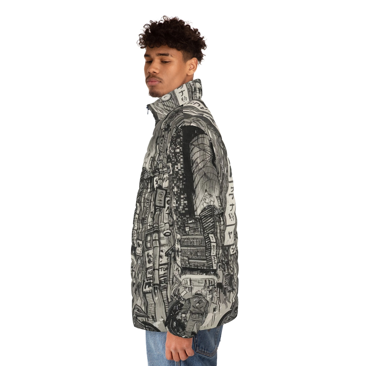 Akira-inspired cyberpunk puffer jacket - men side left