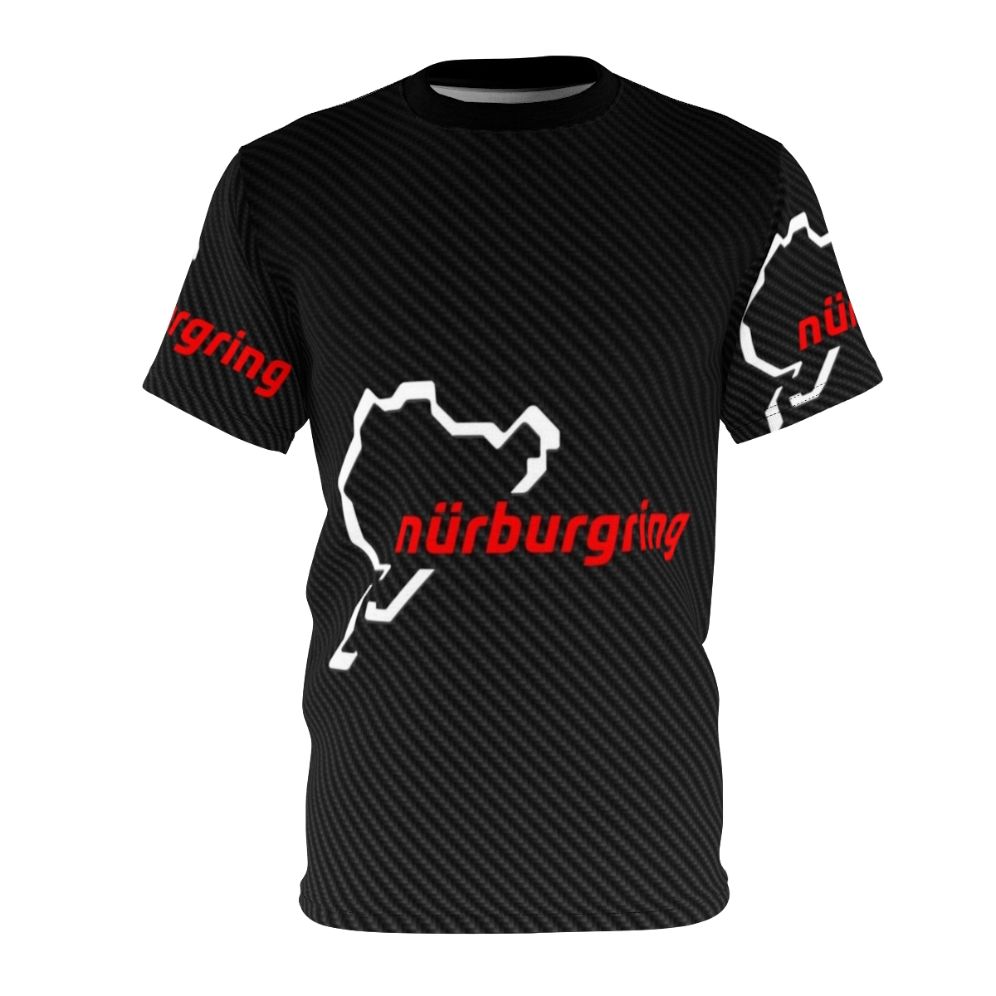 Carbon fiber inspired Nürburgring racing circuit AOP t-shirt