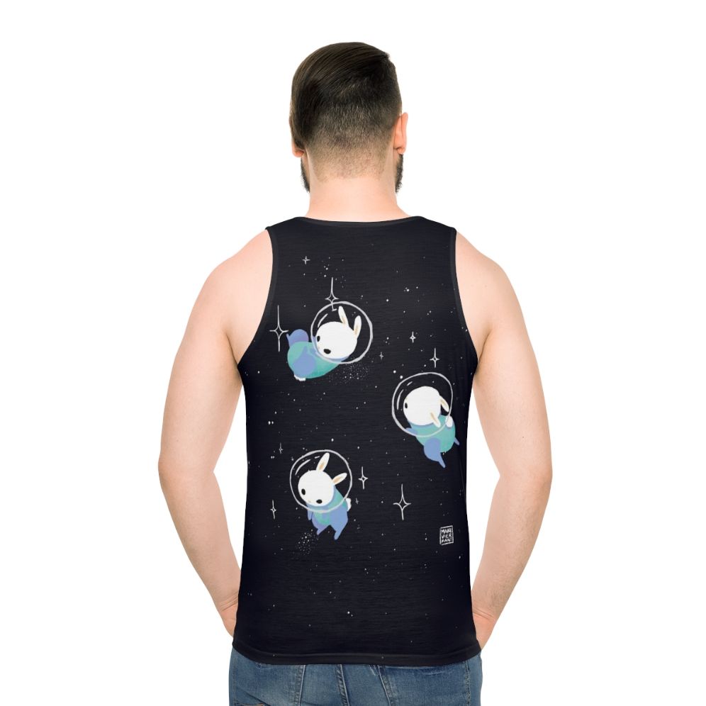 Cosmic Bunny Unisex Tank Top with Galaxy-Inspired Design - men back