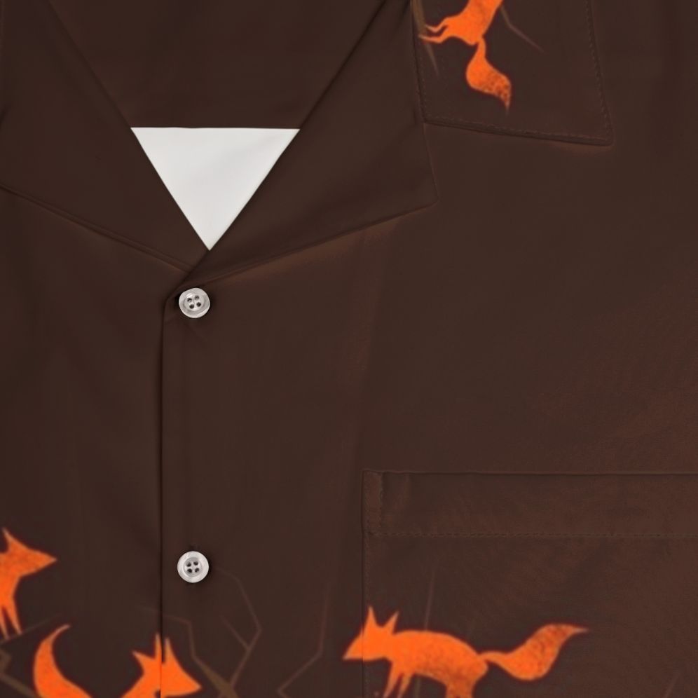 Blazing Fox Tree Hawaiian Shirt - Nature and Wildlife Inspired Autumn Apparel - Detail